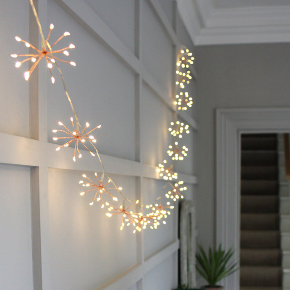 Starburra Kupfer-Sternenlichterkette mit warmweißem Licht für Innen- und Außendekoration  