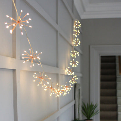 Starburra Kupfer-Sternenlichterkette mit warmweißem Licht für Innen- und Außendekoration  