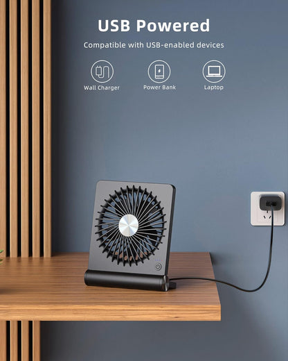 Starker Wind Ultra Stille Kompakt Bordventilator Kraftfuld Støjsvag USB Køleventilator
