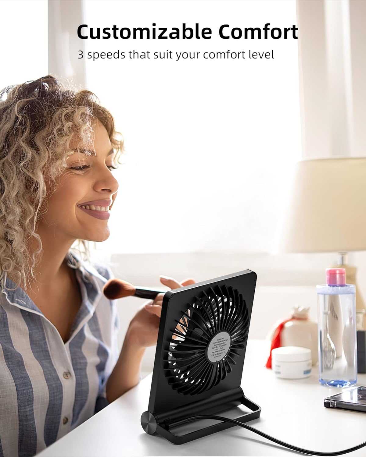 Starker Wind Ultra Stille Kompakt Bordventilator Kraftfuld Støjsvag USB Køleventilator