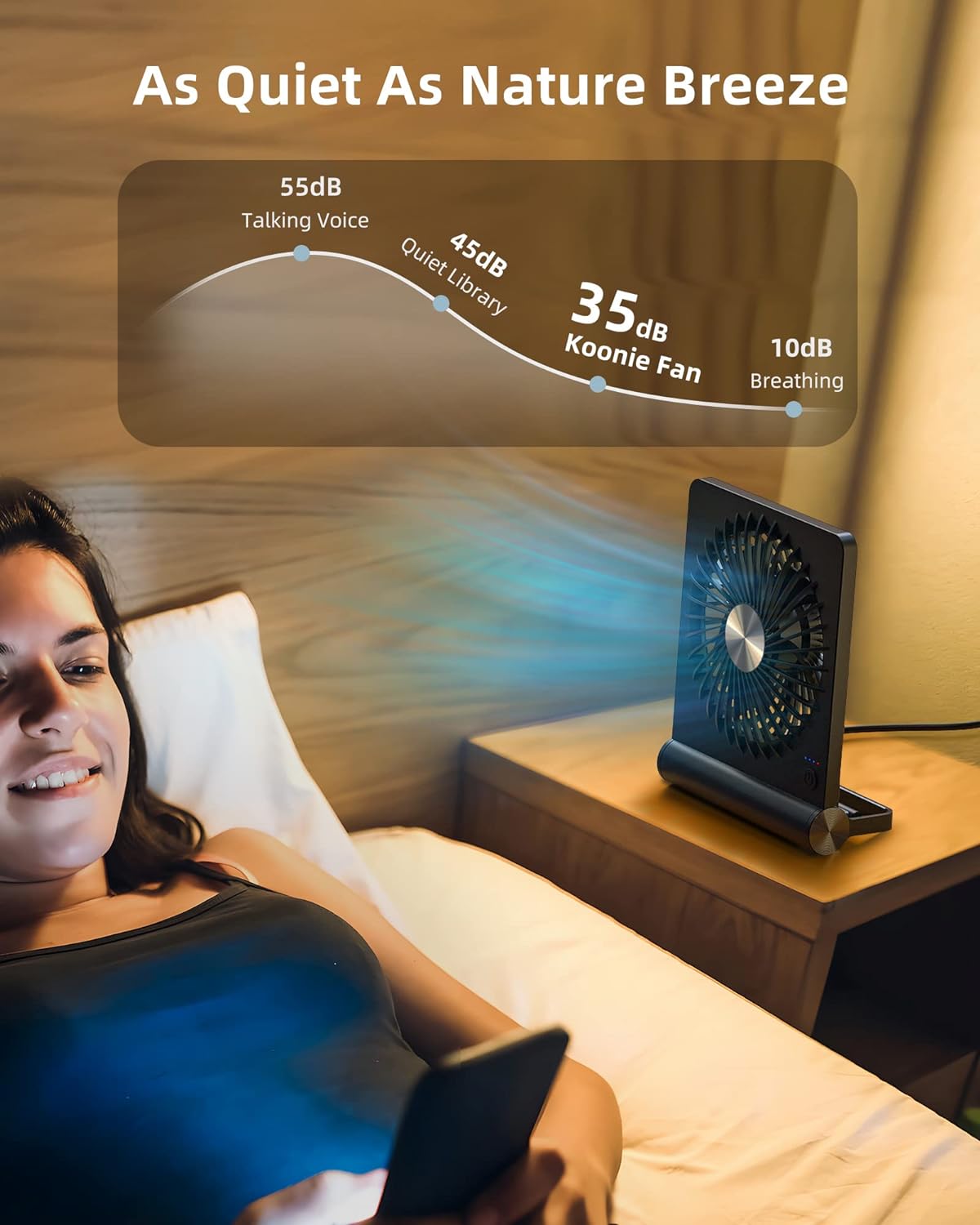 Starker Wind Ultra Stille Kompakt Bordventilator Kraftfuld Støjsvag USB Køleventilator