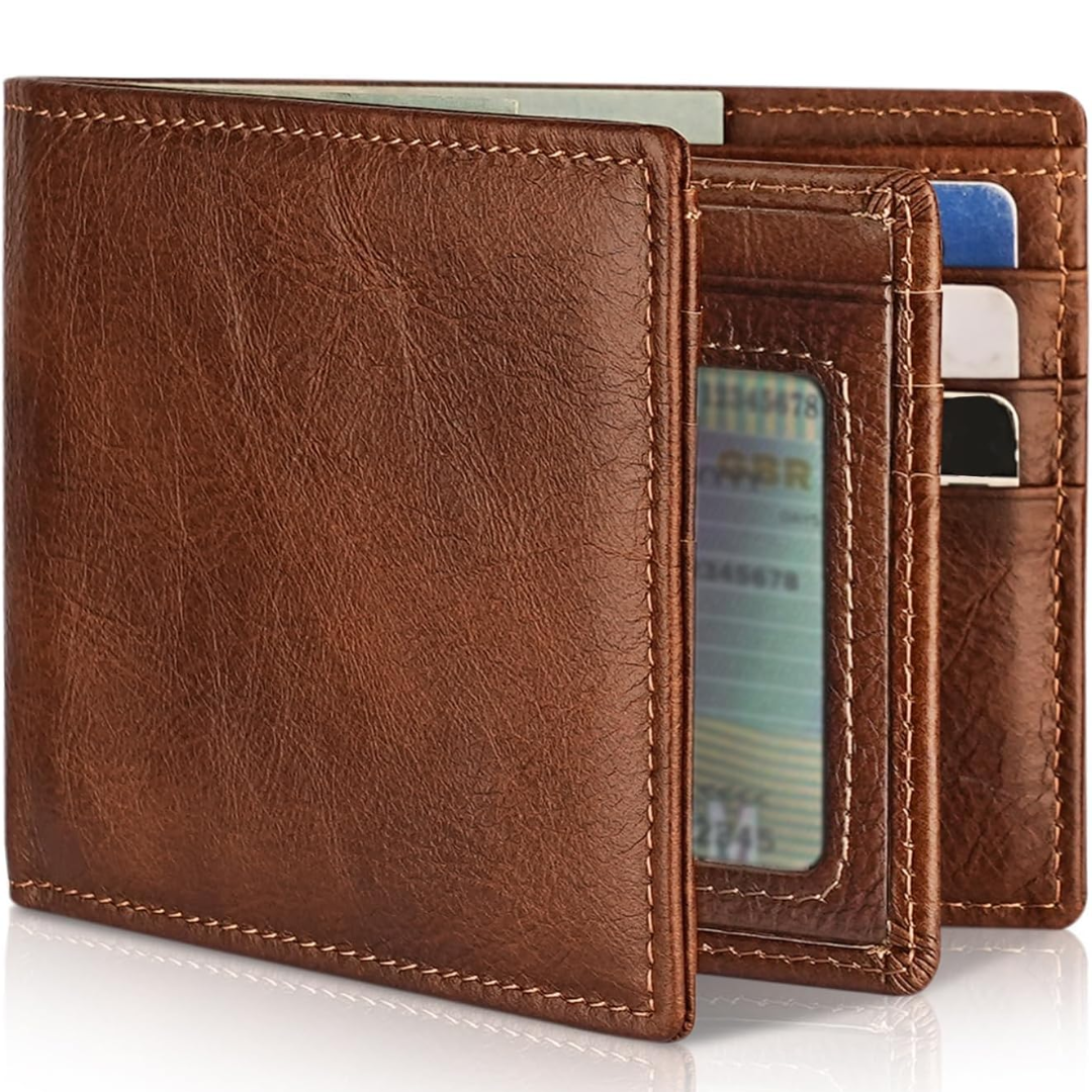 StitchCraft Mænds Læder RFID Bifold Tegnebog Slankt Design