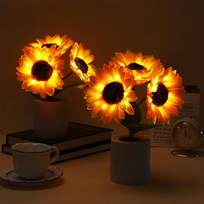 Sunflower LED Table Lamp with Dimmable Light and USB Power