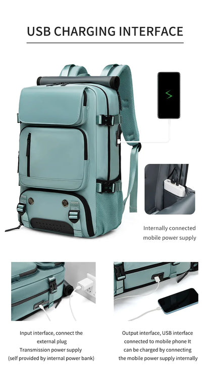 TRAVELMAX Waterproof Travel Backpack with USB Charging and Shoe Compartment