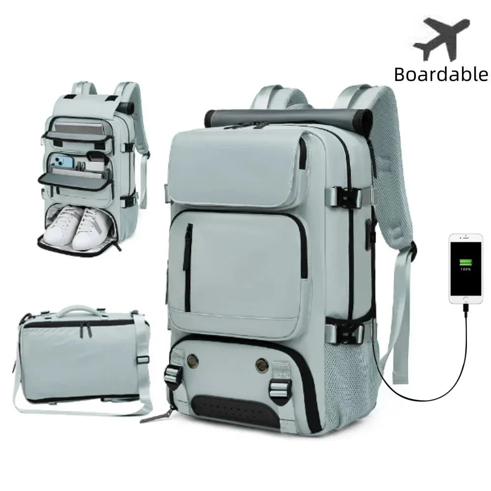 TRAVELMAX Waterproof Travel Backpack with USB Charging and Shoe Compartment