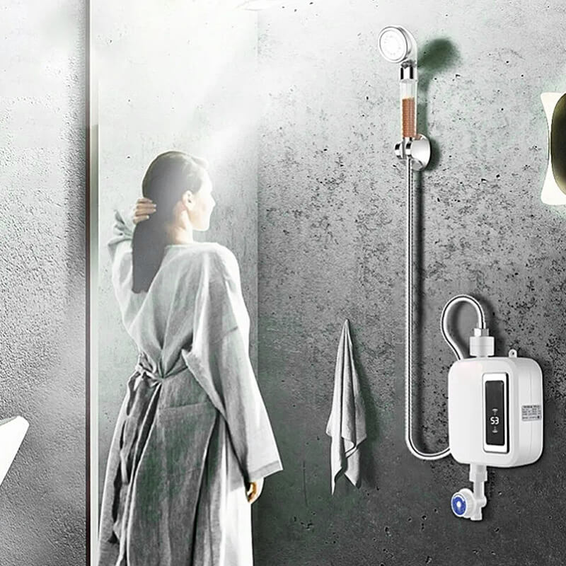 Tankless Electric Water Heater Instant Hot Water Compact Energy Efficient Design