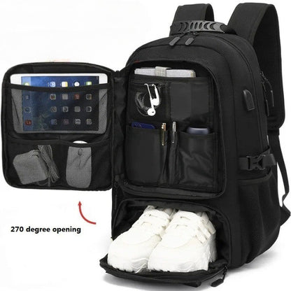 Tech Trek Pro 50L til 80L rygsæk med USB-opladningsport og laptop-opbevaring