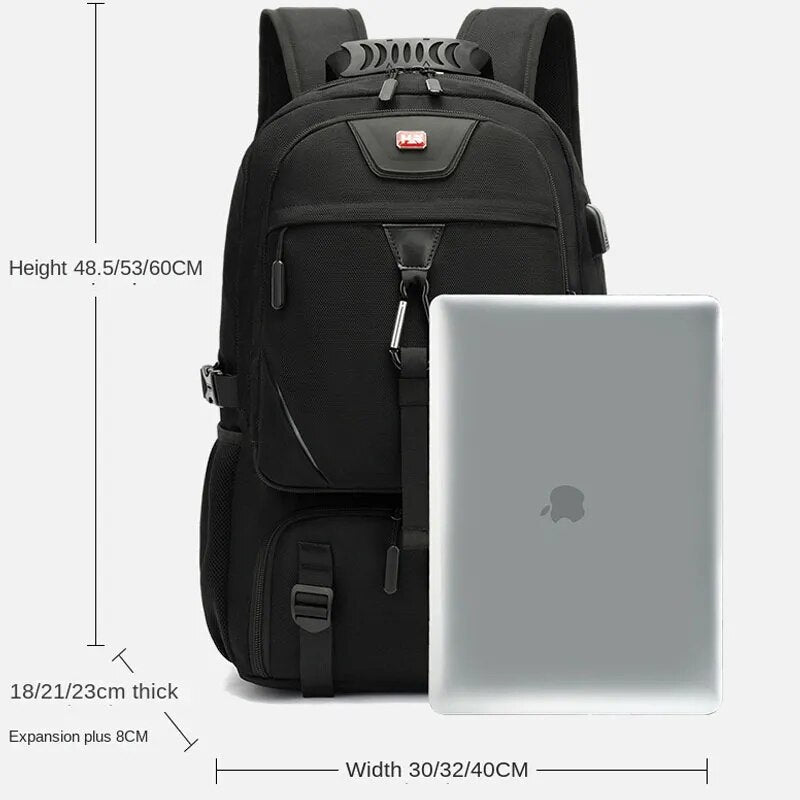 Tech Trek Pro 50L til 80L rygsæk med USB-opladningsport og laptop-opbevaring