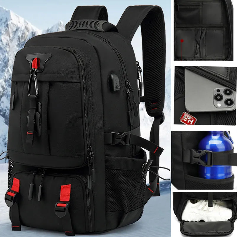 Tech Trek Pro 50L til 80L rygsæk med USB-opladningsport og laptop-opbevaring