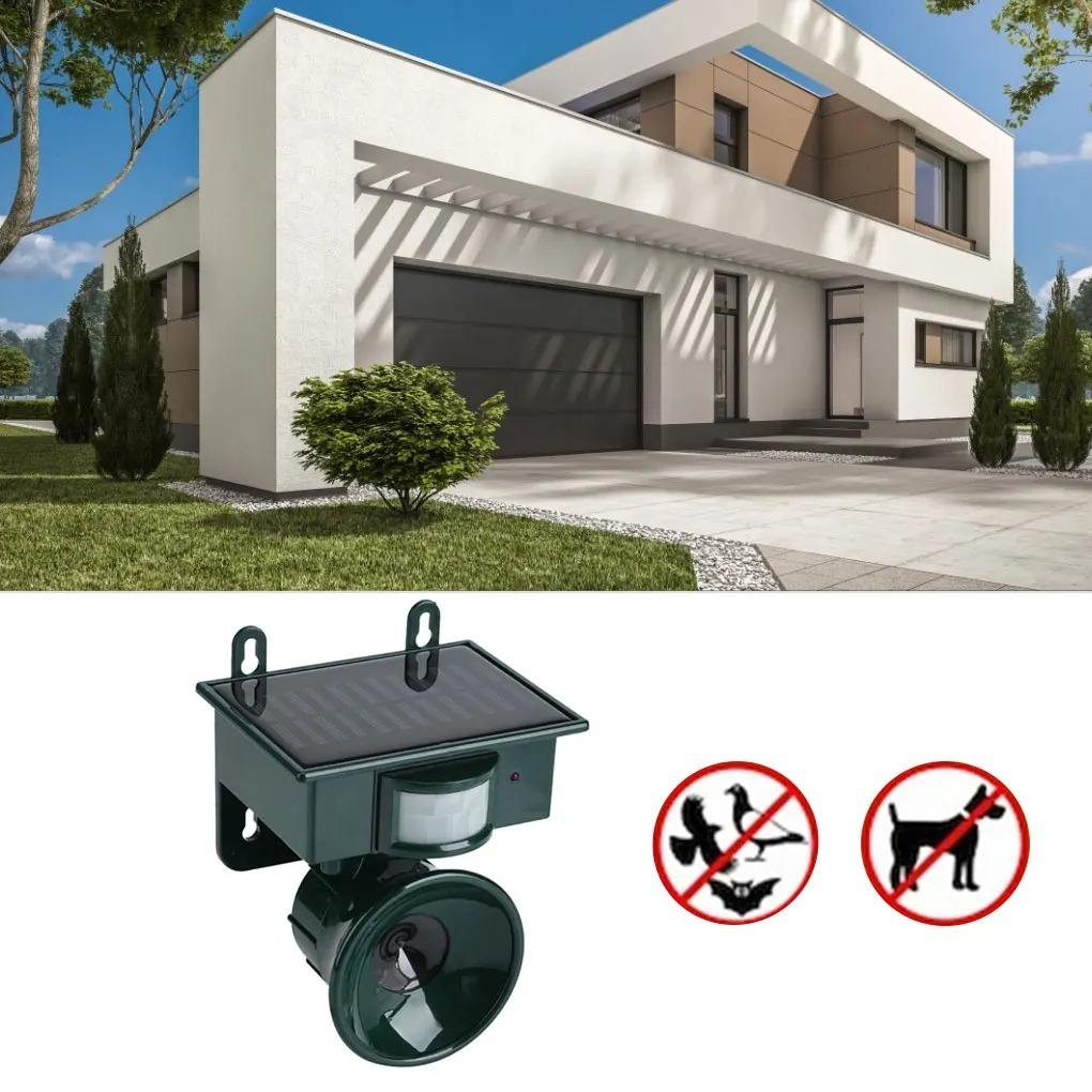 TerraGuard solcelledrevet fugleafviser med PIR bevægelsessensor og lydafskrækkelse