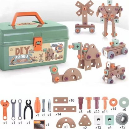 TinyHands Kinder Werkzeugset zum Rollenspiel und Lernen mit Spielzeugwerkzeugen und Koffer