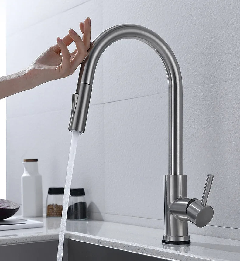 TouchTech uittrekbare keukenkraan sensor contactloze messing kraan