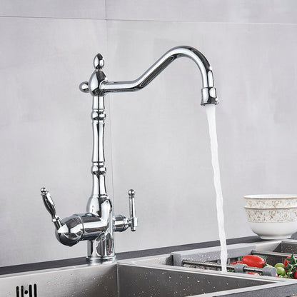 Traditional Kitchen Mixer Tap with 360 Degree Swivel Spout and Durable Brass Design