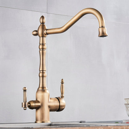 Traditional Kitchen Mixer Tap with 360 Degree Swivel Spout and Durable Brass Design