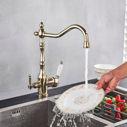 Traditional Kitchen Mixer Tap with 360 Degree Swivel Spout and Durable Brass Design