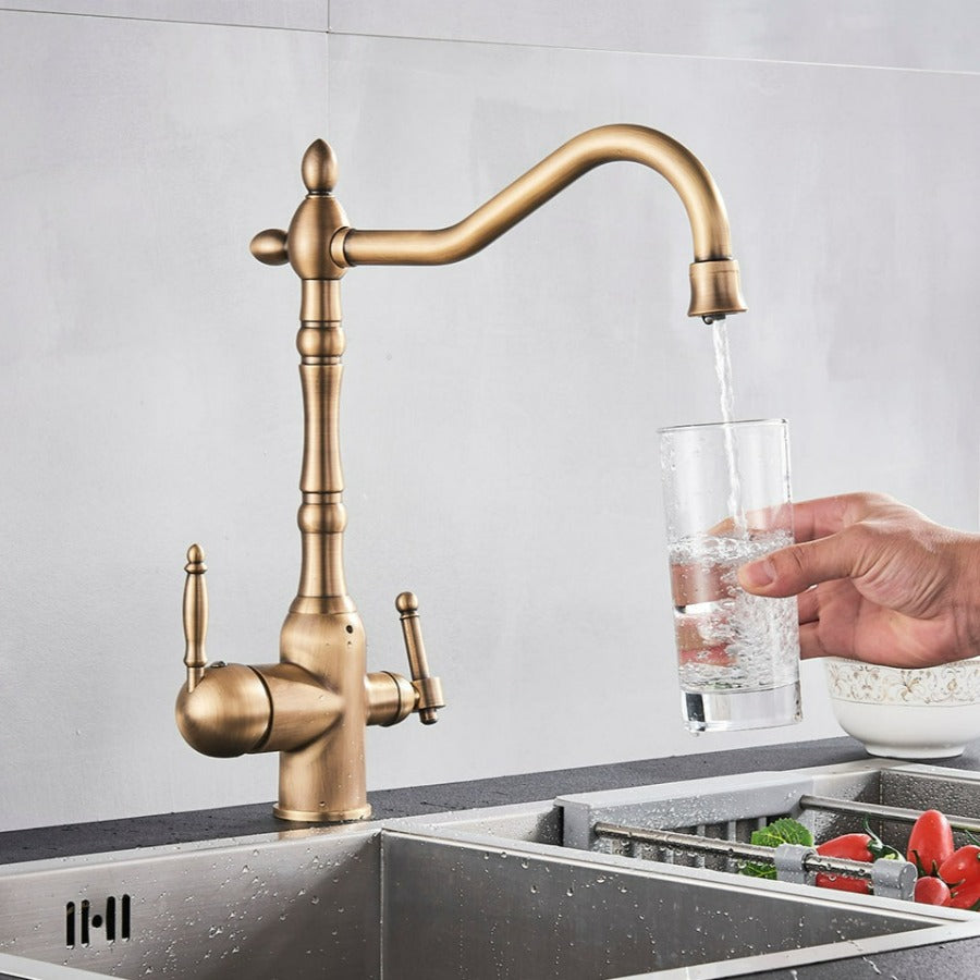 Traditional Kitchen Mixer Tap with 360 Degree Swivel Spout and Durable Brass Design