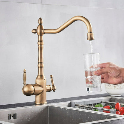 Traditional Kitchen Mixer Tap with 360 Degree Swivel Spout and Durable Brass Design