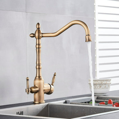 Traditional Kitchen Mixer Tap with 360 Degree Swivel Spout and Durable Brass Design
