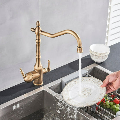 Traditional Kitchen Mixer Tap with 360 Degree Swivel Spout and Durable Brass Design