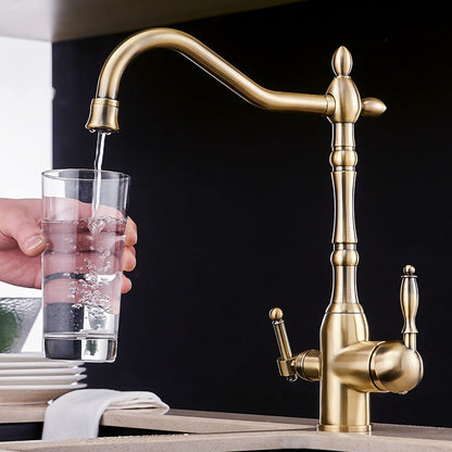 Traditional Kitchen Mixer Tap with 360 Degree Swivel Spout and Durable Brass Design