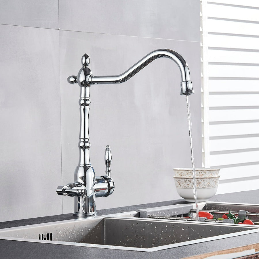Traditional Kitchen Mixer Tap with 360 Degree Swivel Spout and Durable Brass Design