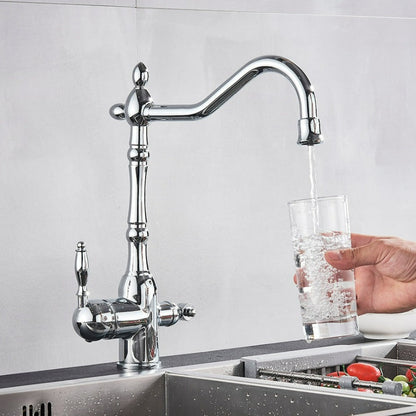 Traditional Kitchen Mixer Tap with 360 Degree Swivel Spout and Durable Brass Design