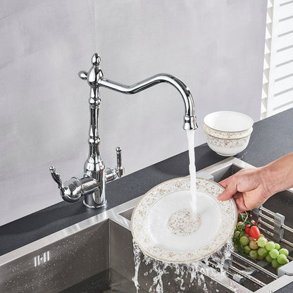 Traditional Kitchen Mixer Tap with 360 Degree Swivel Spout and Durable Brass Design