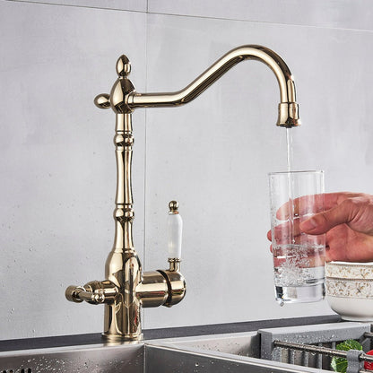 Traditional Kitchen Mixer Tap with 360 Degree Swivel Spout and Durable Brass Design