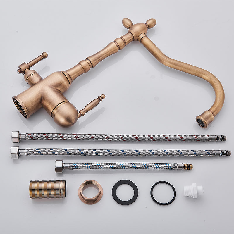 Traditional Kitchen Mixer Tap with 360 Degree Swivel Spout and Durable Brass Design