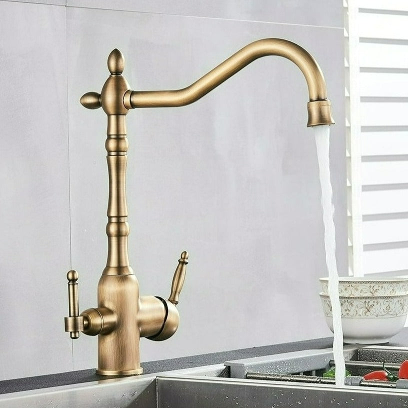 Traditional Kitchen Mixer Tap with 360 Degree Swivel Spout and Durable Brass Design
