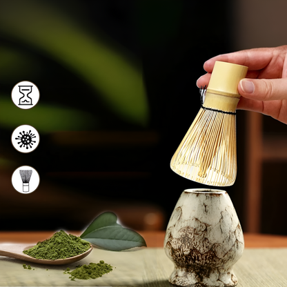 Traditionelt Matcha Tesæt 6 Dele Bambus og Keramik Sæt