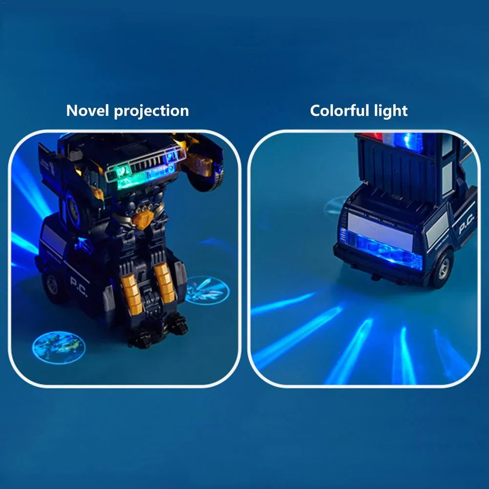 Transformierendes Roboterauto 2 in 1 Polizeiauto und Roboter Spielzeug mit Licht und Sound