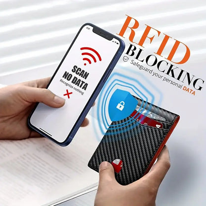 TravelPrime RFID-blokerende slank rejsepung carbon-look bifold