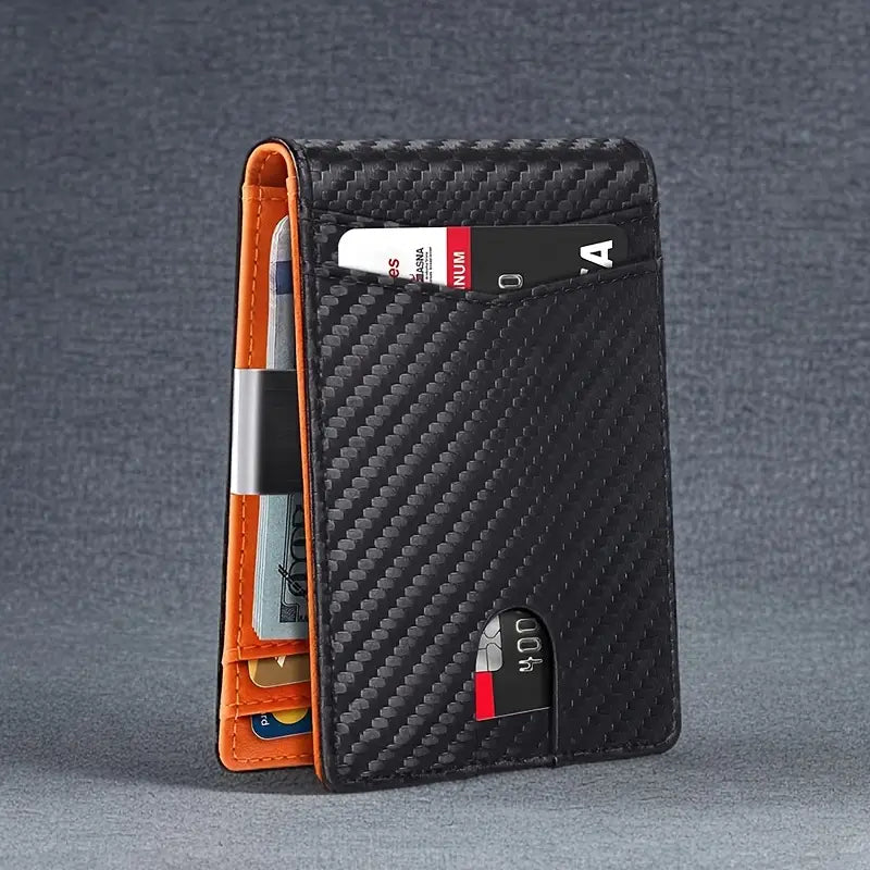 TravelPrime RFID-blokerende slank rejsepung carbon-look bifold