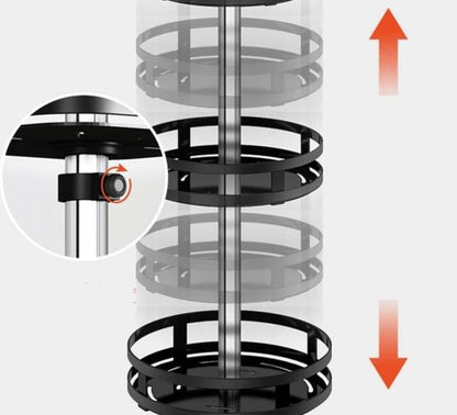 TwistRack 360 roterende opbevaringshylde med justerbart design til pladsbesparende hjemmeorganisering