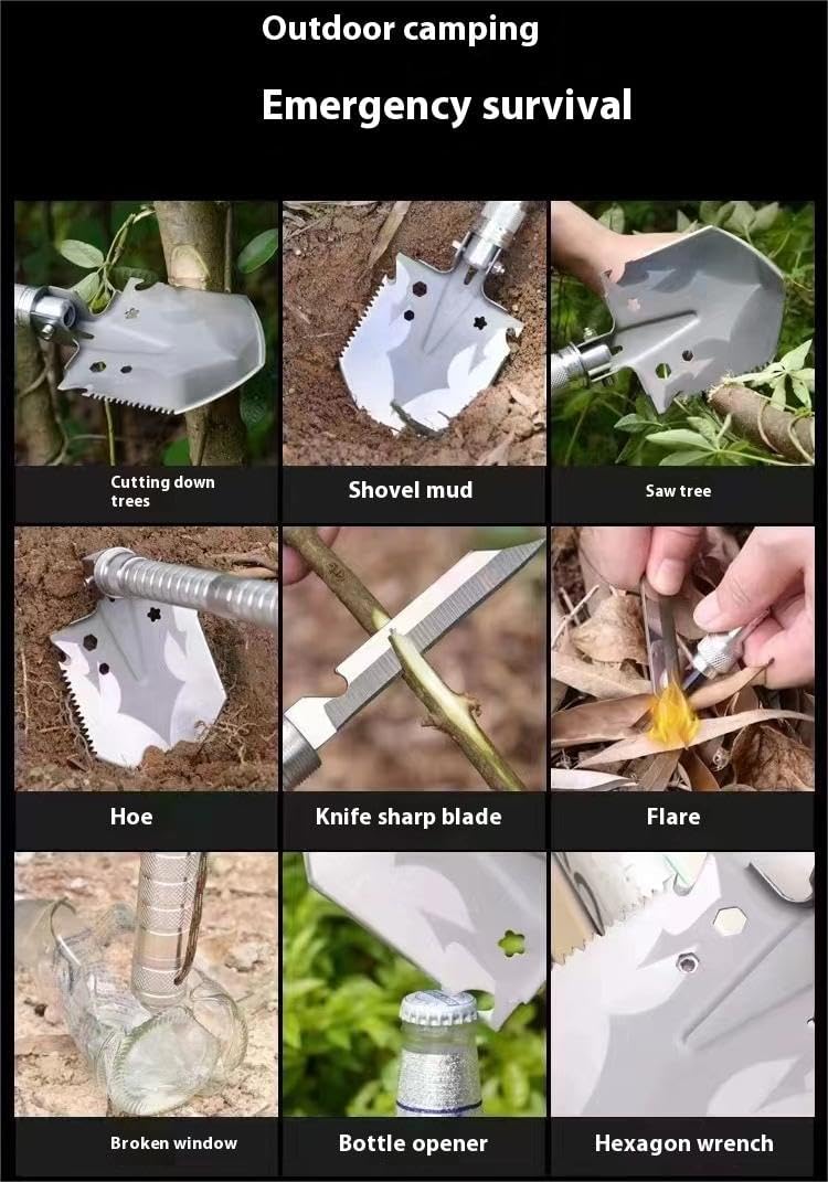 Ultieme tactische opvouwbare schop – 16-in-1 survival- en camping multitool
