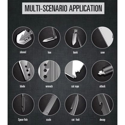 Ultieme tactische opvouwbare schop – 16-in-1 survival- en camping multitool