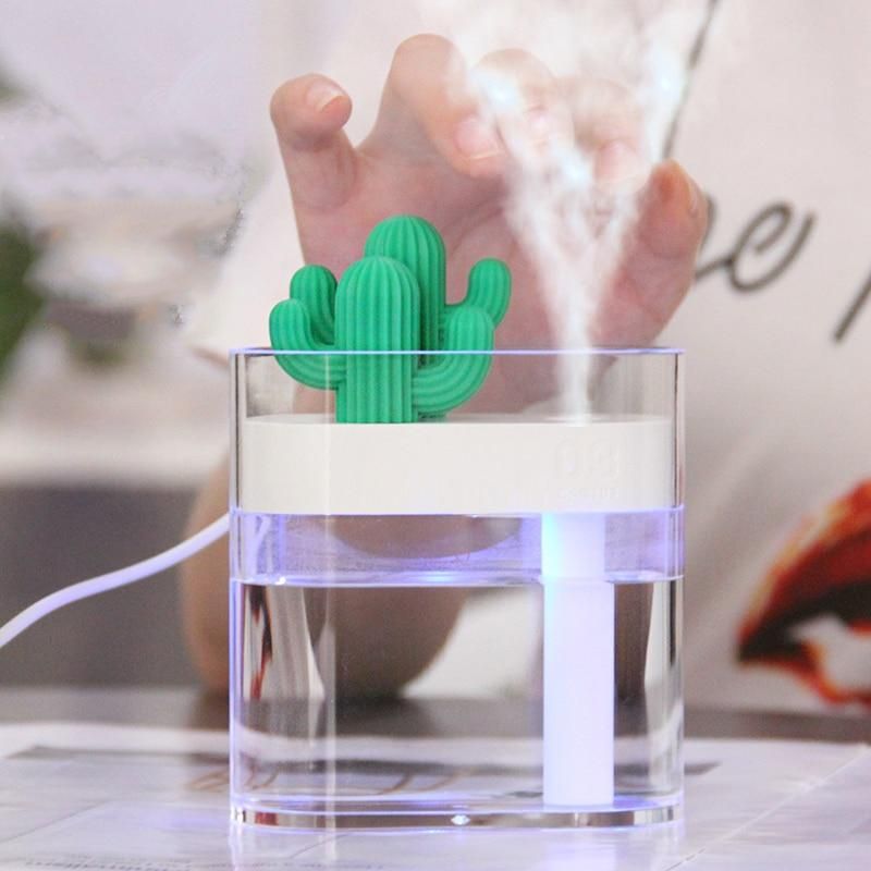 Ultrasone etherische-oliediffuser met cactusontwerp