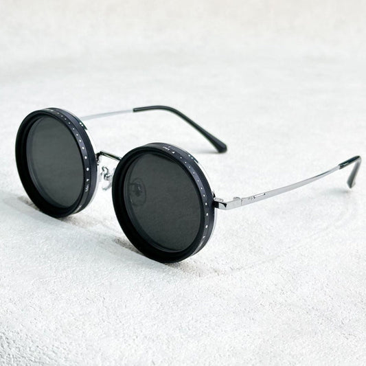 Unisex Polarized Round Sunglasses with Adjustable Light Filter and Metal Frame