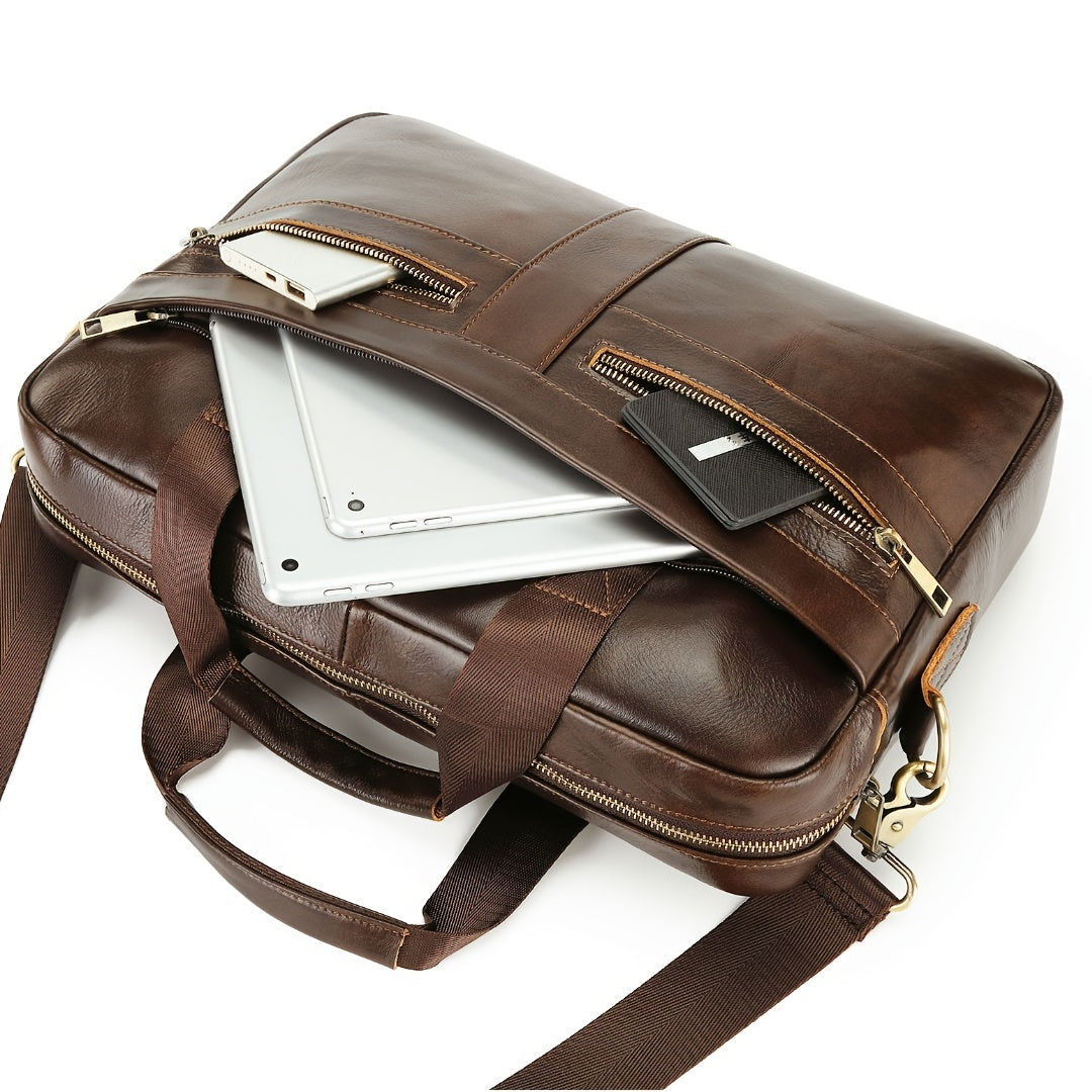 Ventolini echte leren heren schoudertas verstelbare crossbody