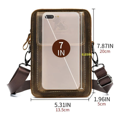 Vidal Mænds Læder Taljebælte Multi-lomme Crossbody
