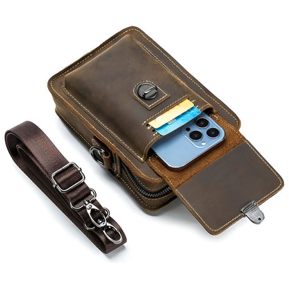 Vidal Mænds Læder Taljebælte Multi-lomme Crossbody
