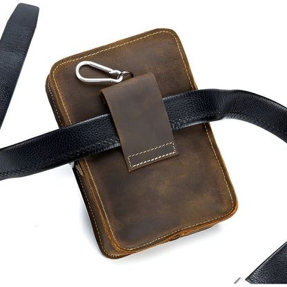 Vidal Mænds Læder Taljebælte Multi-lomme Crossbody