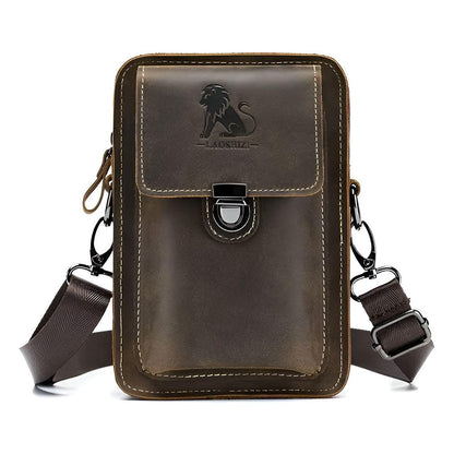 Vidal Mænds Læder Taljebælte Multi-lomme Crossbody