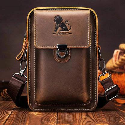 Vidal Mænds Læder Taljebælte Multi-lomme Crossbody