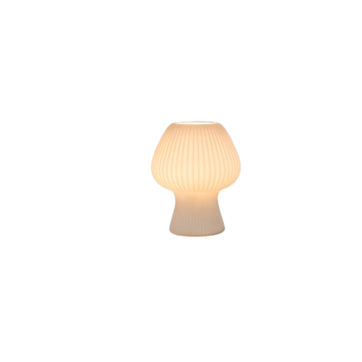 Vintage sengelampe med ribbet glass, svampeformet LED-lys