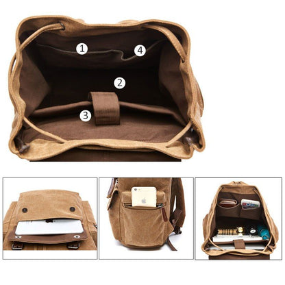 Vintage plecak z płótna o dużej pojemności na co dzień