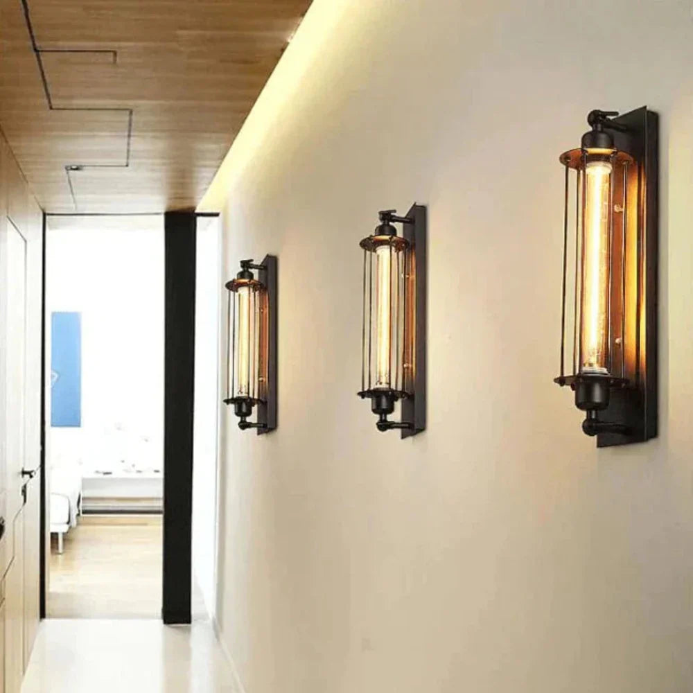 Vintage Matt Schwarze LED Wandleuchte