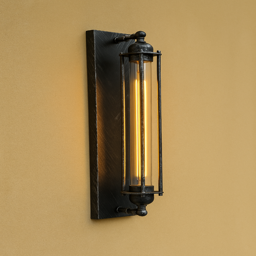 Vintage Matt Schwarze LED Wandleuchte
