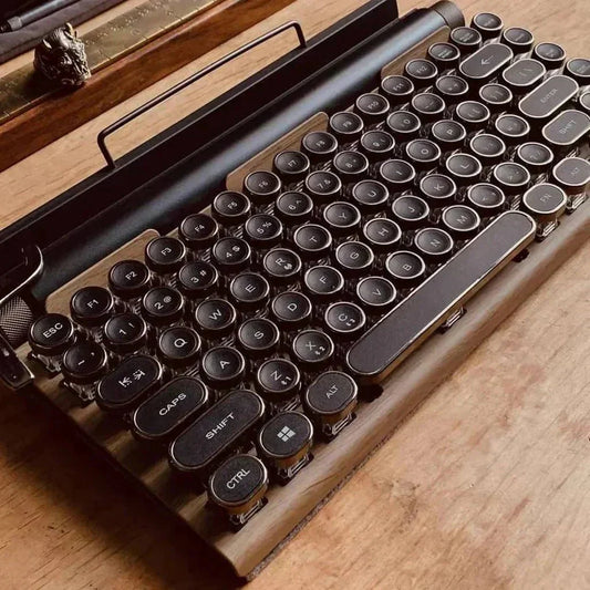 Vintage maszyna do pisania bezprzewodowa mechaniczna klawiatura retro Bluetooth RGB